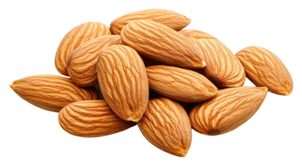 Freshly harvested almonds isolated on transparent background