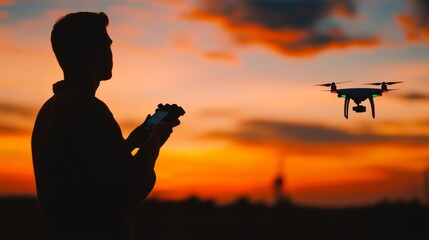 Drone Pilot at Sunset