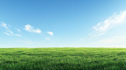 Obraz premium Lush green meadow under clear blue sky 