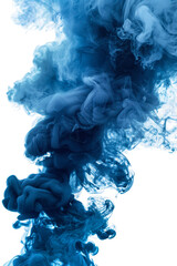 Blue ink swirling gracefully in water isolated on transparent background