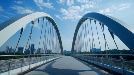 Modern Architectural Bridge Against Blue Sky