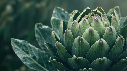   Close-up of a lush green plant with numerous leaves adorning its stem against a verdant backdrop