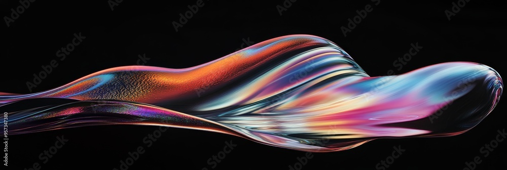 Poster a bold liquid blob floats in mid-air, displaying a dynamic array of iridescent colors that shift and