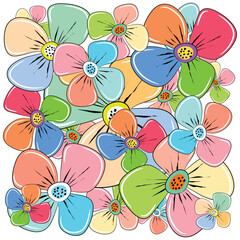 Light summer elegant modern collage with flowers. Vector illustration.