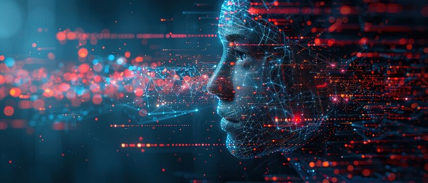 Innovation technology industrial background illustration automation robotics, Data transfer concpetual head