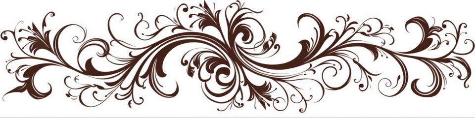 Filigree Decorative Divider with Vintage Ornamental Vines and Retro Calligraphic Border