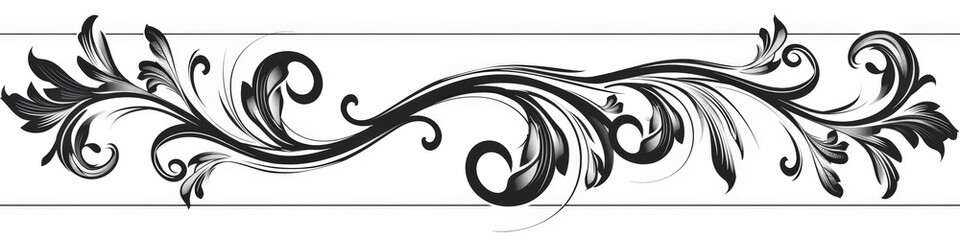 Fototapeta premium Filigree Divider. Vintage Calligraphic Ornament with Retro Floral Design