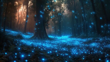 Fototapeta premium Bioluminescent forest in an alien world