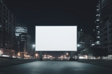 Blank billboard at a music festival venue concert at night
