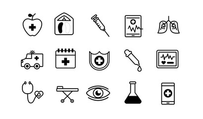 bundle of medical set icons Vector
