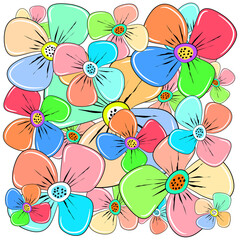 Light summer elegant modern collage with flowers. Illustration.