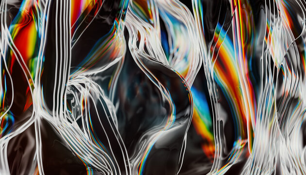 Abstract glass background with layers of textile