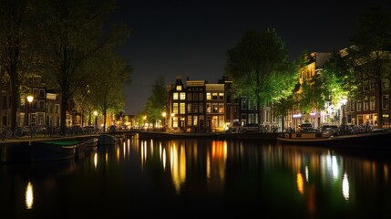 Nighttime Reflections in Amsterdam