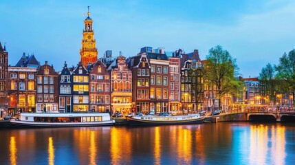 Fototapeta premium Evening Serenity in Amsterdam