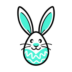 Obraz premium Cute Easter Bunny Egg Vector Illustration Pastel Colors Whimsical Spring Decoration Art Design