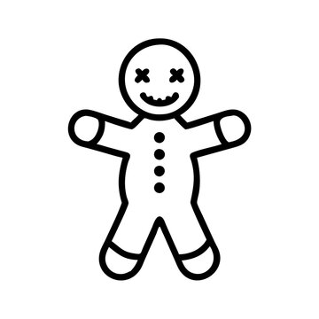 recommend clip art: Minimalist Gingerbread Man Vector Simple Holiday Christmas Cookie Graphic Black Outline Design