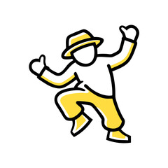 Dancing Man Wearing Hat and Yellow Pants Vector Fun Celebration Party Illustration on 