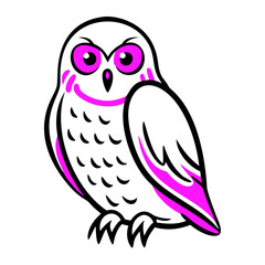 Colorful Owl Vector Illustration with Pink Accents on for Art and Design Use