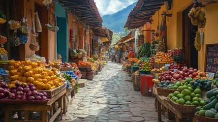 Obraz premium Colorful street market in an exotic location