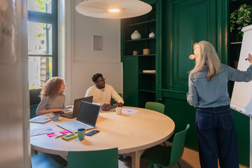 Colleagues Working In A Meeting Presentation In The Office