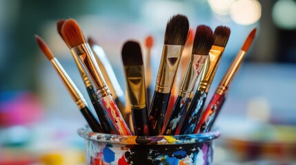 Fototapeta premium Creative workspace with artistic tools