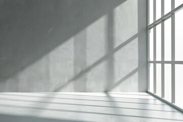 Obraz premium Gray background for product presentation with shadow and light from windows