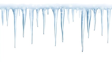 Icicles hang from the ceiling against a blue background