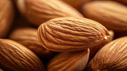 Close-up of almond nuts. Perfect for packaging, food blogs, or nut-related content.