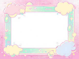 Dreamy Cute Frame Background with Stars and Clouds
