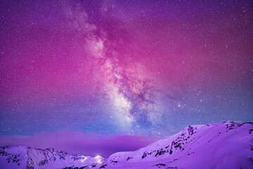 Aurora-painted Milky Way