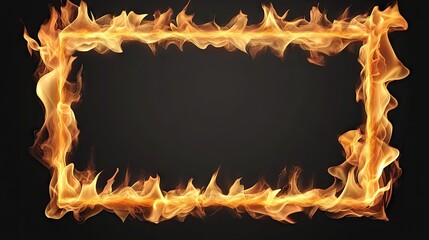 A mesmerizing square frame of fire dances against a dark abyss while flames leap and swirl energetically in the night