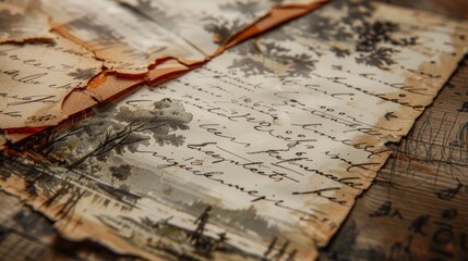 Vintage Sepia-Tinted Timeworn Postcard with Handwritten Script