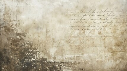 Fototapeta premium Vintage Sepia-Toned Postcard with Handwritten Script