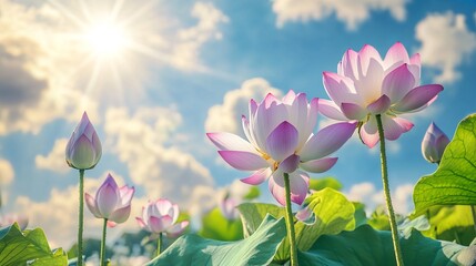 Beautiful lotus flowers in full bloom