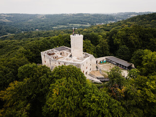 Lipowiec Castle in Babice, aerial shot