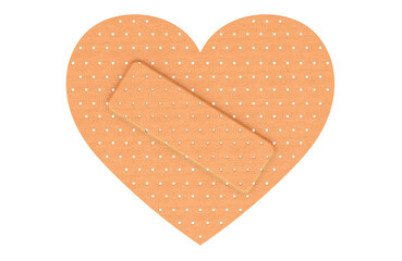 Adhesive bandage heart shaped plaster, 3D rendering isolated on transparent background
