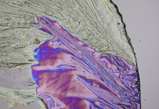 Micrograph of magnesium sulfate crystals polarized light