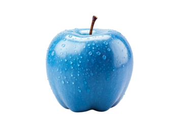 Blue apple isolated on clear white and transparent background