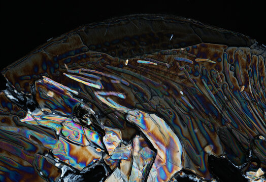 Micrograph of magnesium sulfate crystals polarized light