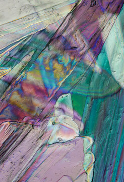 Micrograph of magnesium sulfate crystals polarized light