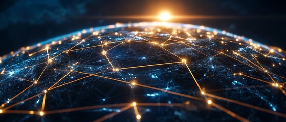 A globe with a network of lines connecting it