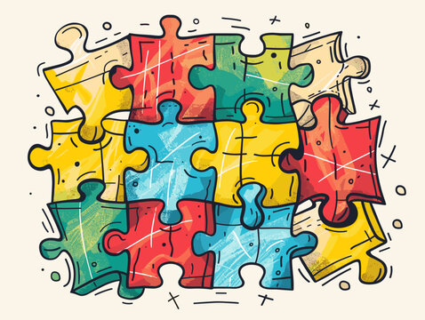 Colorful Jigsaw Puzzle Icon: A Symbol of Logical Thinking, Problem-Solving, and Intellectual Stimulation for Games, Apps, and Websites
