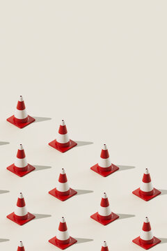 Pattern of Traffic Cones on Neutral Background