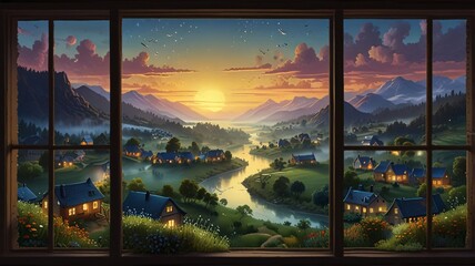 time lapse sunset over the city , AI Generated.