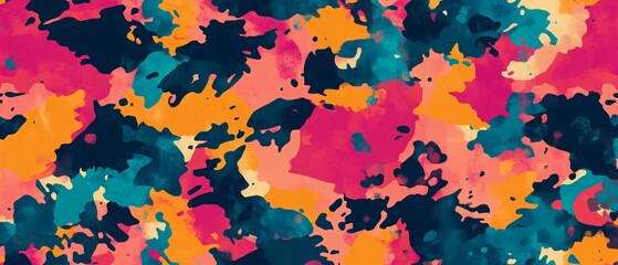 A colorful and abstract painting with a variety of colors and patterns