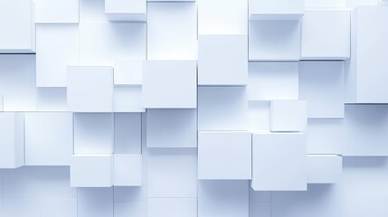 Fototapeta premium Abstract 3D Randomly Shifted White Cube Blocks Background in Chaotic Arrangement with Copy Space for Modern Minimalist Design
