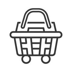 Black and White Line Drawing of a Shopping Cart