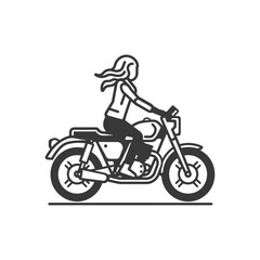 Obraz premium A woman riding a motorcycle in a line art illustration