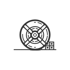 Fototapeta premium Black and White Line Drawing of a Reel of Film