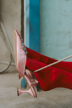 Pink Heels With Red Tights